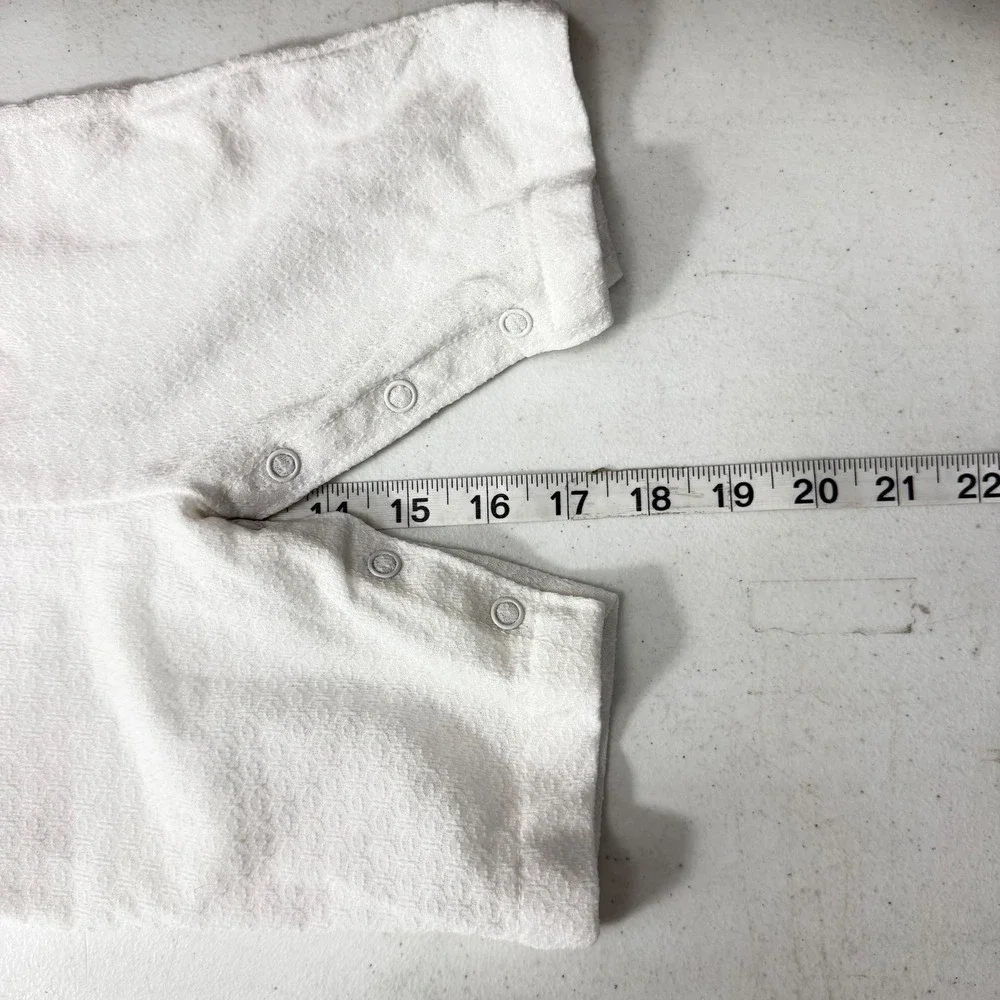 Fawn Togs Vintage White Textured‎ Knit Short Sleeve Romper Lace Trim Size S